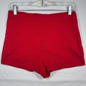 Forever 21 Red Eyelet Shorts Women's‎ High Waist Casual Cute Sz Medium
